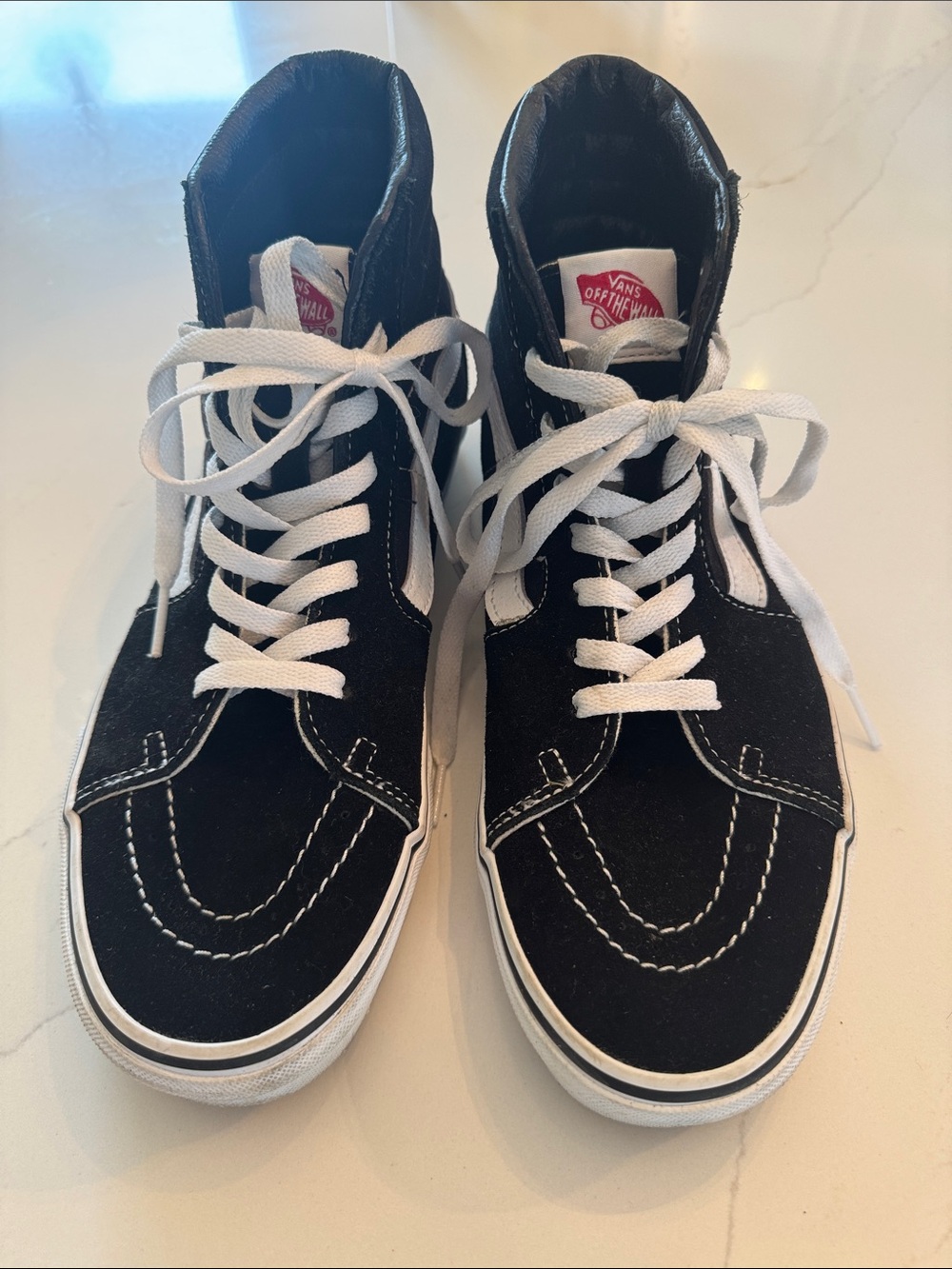 Vans Black and White High-Top Skate Sneakers